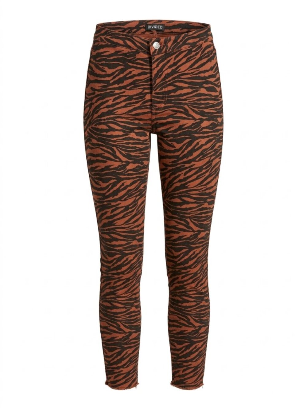 H&M Divided Tiger Stripe High-Waisted Skinny Pants Cropped Raw Hem